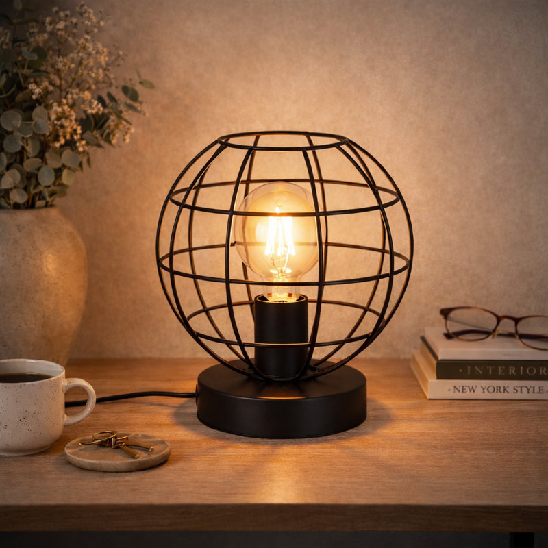 Karnes 1-Light Black Metal Table Lamp