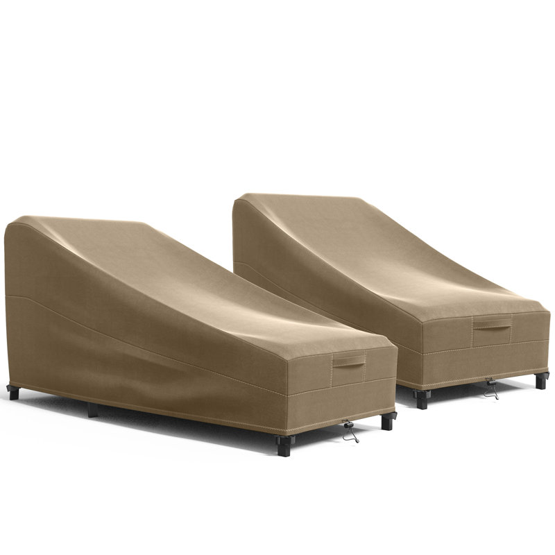 Set of 2 Chaise Lounge Chair Cover - Breathable, Heavy-Duty Cover with Water-Resistant PVC liner, Adjustable Elastic Hem, Click-Close Straps, and Air Vents - Hyslop Collection