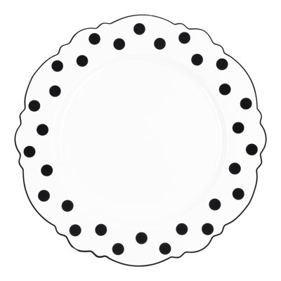 Assiettes en plastique jetables blanches à pois ronds blancs (10,25 po)