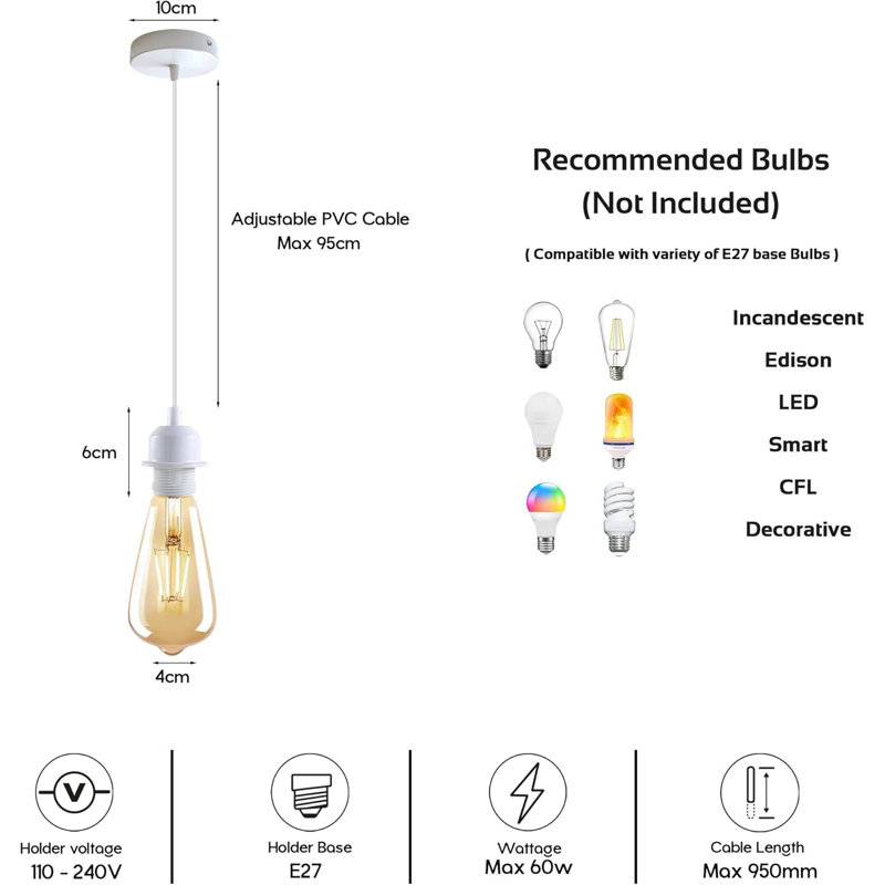 1 - Light White Single Pendant, No