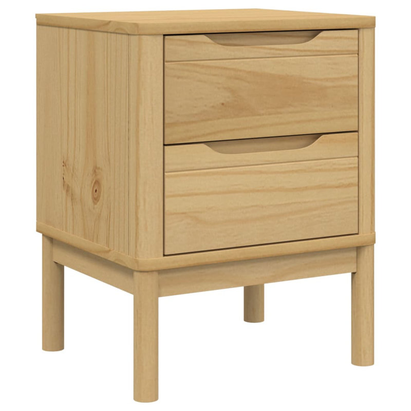 Paycen 45cm W Solid Wood Bedside Table, Wax Brown