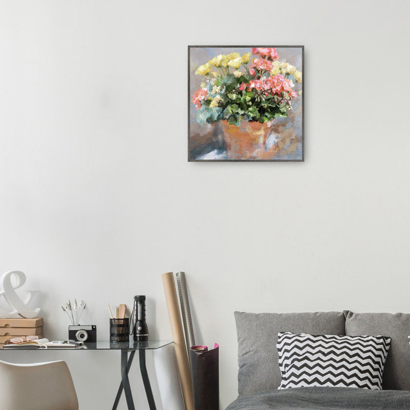 «Clay Bouquet» par Studio Arts, reproduction d'art sur toile, H 36 po x l 36 po x P 1,5 po, Cadre couleur acier