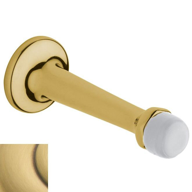 Brass Baseboard Stop, Satin Brass with Brown