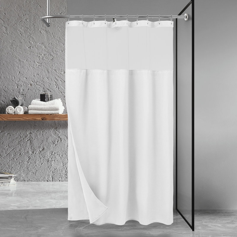 Rideau de douche Waffle Weave avec doublure à encliqueter, 12 crochets inclus, Blanc, H 78 po x l 54 po