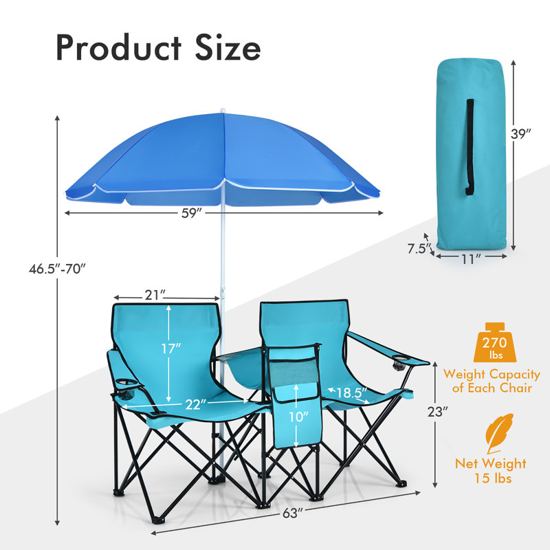 Chaise de pique-nique double Ahmarie, Bleu