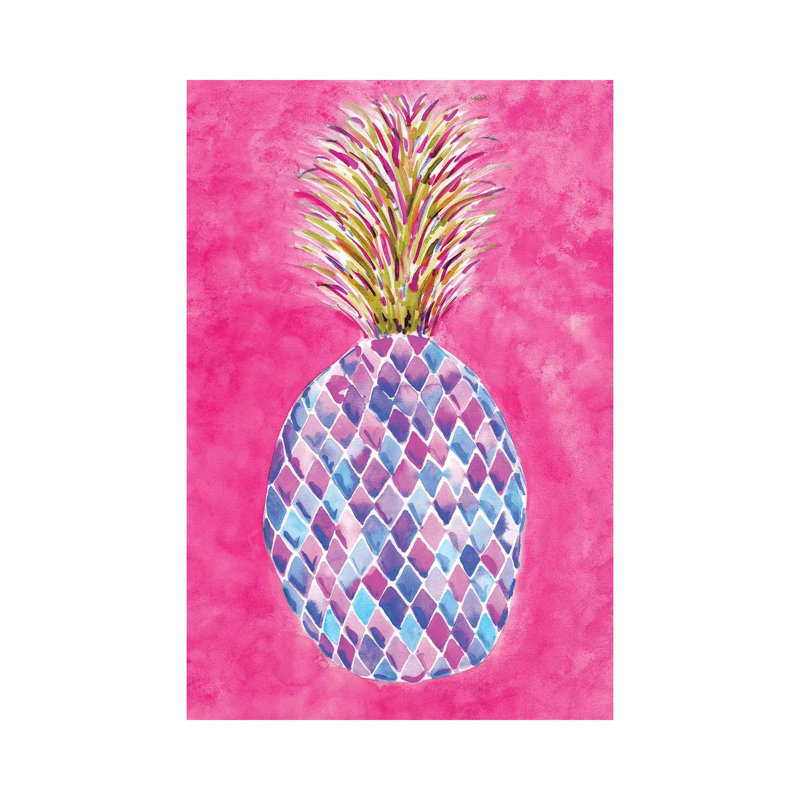 Pineapple Pink by Sara Berrenson - Painting on Canvas, 20.32 cm H x 30.48 cm W, Wrapped Canvas