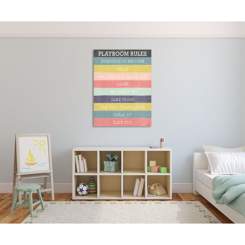 "Playroom Rules", toile tendue par Gigi Louise, H 20 po x l 15 po x P 1,5 po