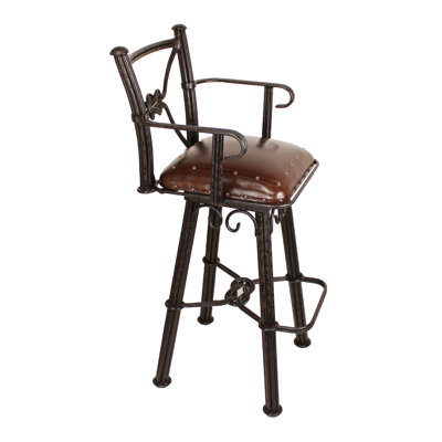 Khawlah Arms avec tabouret de bar pivotant en fer (uni avec motif Tacks)