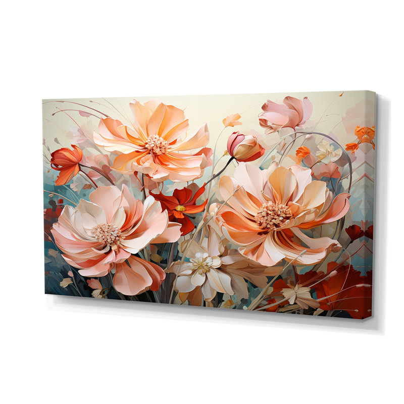 Coral Petal Symphony I - Abstract Botanicals, art mural sur toile