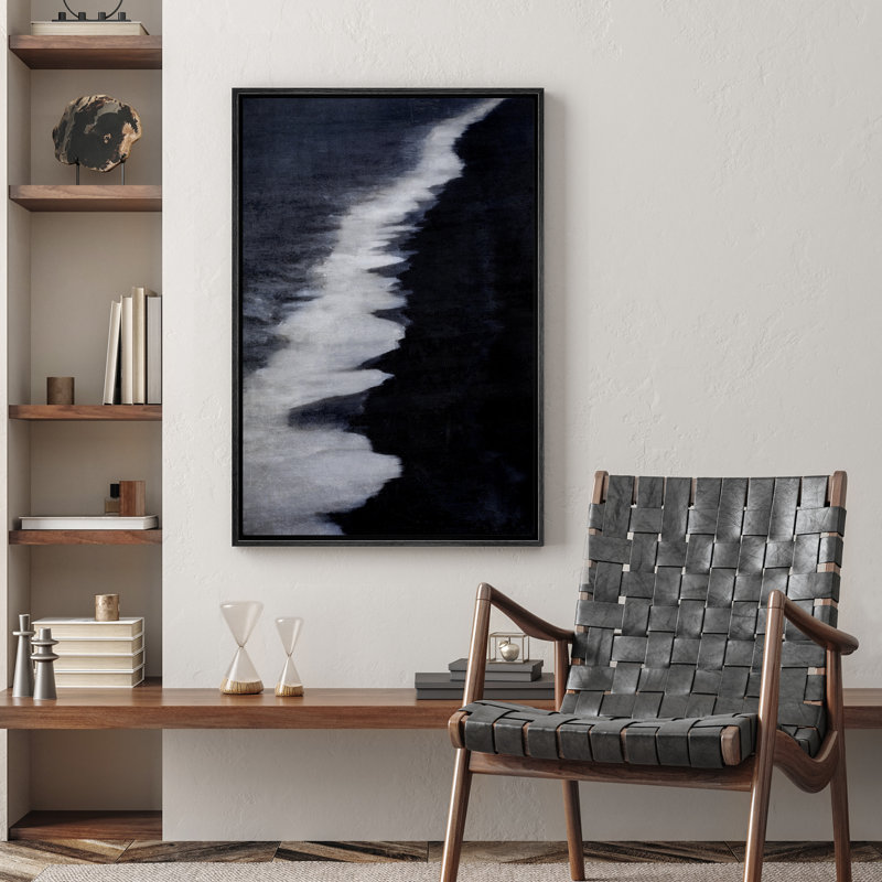 Scène de plage côtière, illustrations de paysage marin antique Moody, Noir, H 24 po x l 16 po