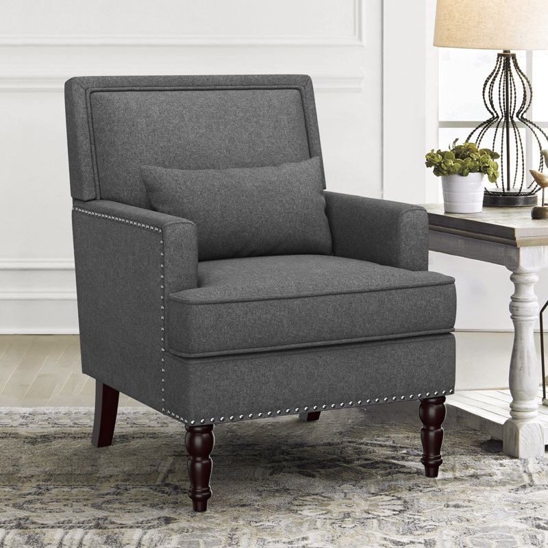 Arene Upholstered Armchair, Carbon Gray Linen