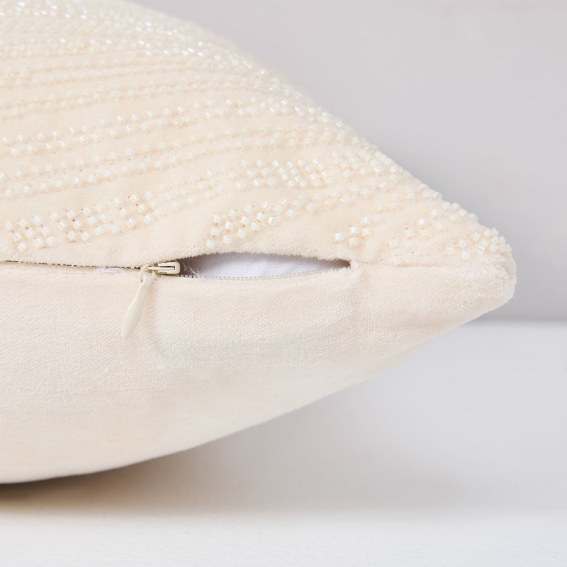 Swirls & Gills Velvet Cotton Pillow Cover Cream
