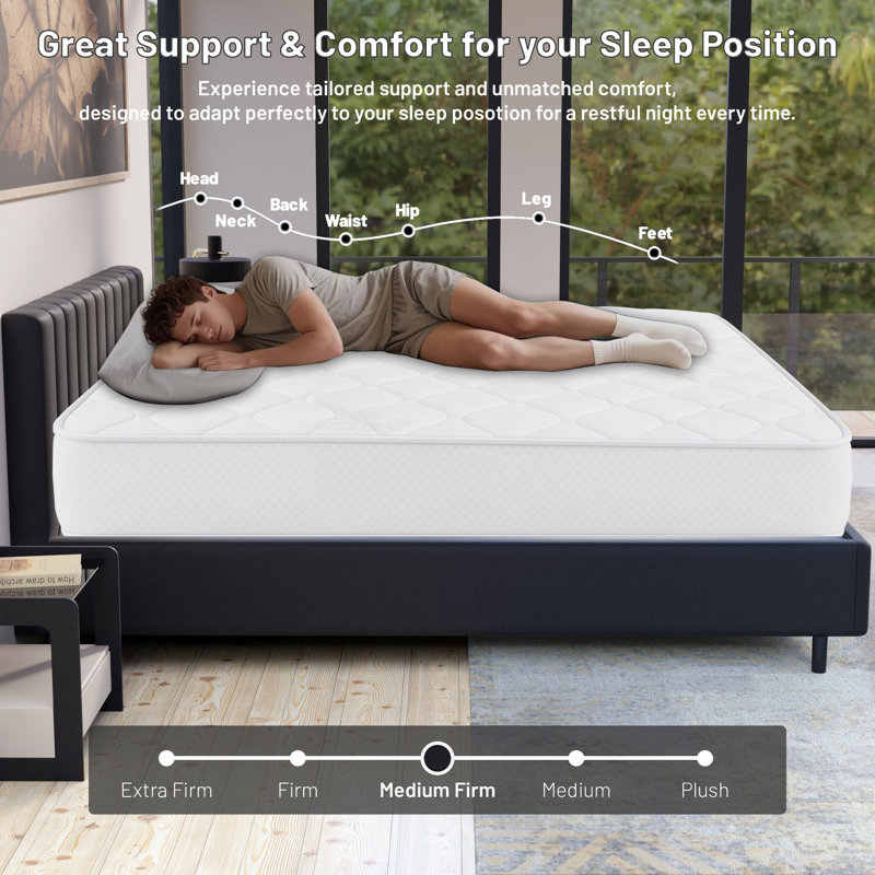 8" Medium Firm Tight Top Fully Assembled Innerspring Double Sided Hybrid Mattress, Full XL, No Box Spring