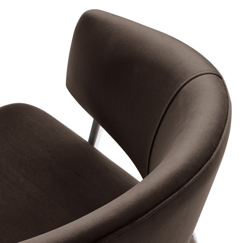 Nella Upholstered Performance Velvet Dining Chair Set Of 2, Silver, Velvet Chocolate Brown