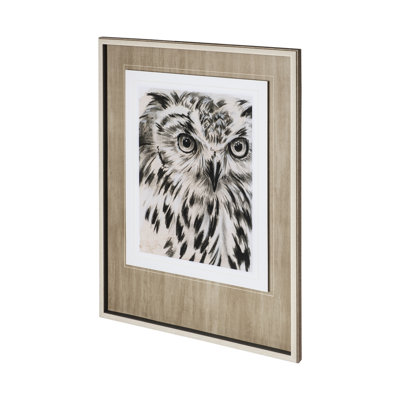 «Charcoal Owl II» par Jennifer Paxton Parker, reproduction d'art encadrée sous verre