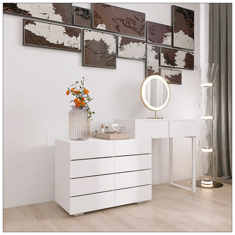 Commode de bureau 10 tiroirs sans poignée