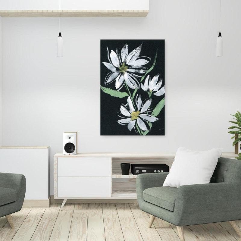 Art floral contemporain blanc minuit, H 36 po x l 24 po
