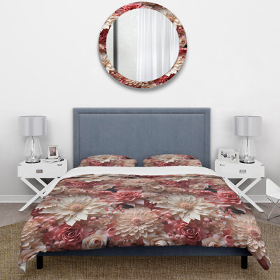 Literie rose et blanche avec dentelle romantique chuchotant II
