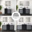 Meuble-lavabo double 72 po x 22 po - noir + gris, marbre gris, robinet mat, 72 po Et comptoir en marbre, teinture incluse