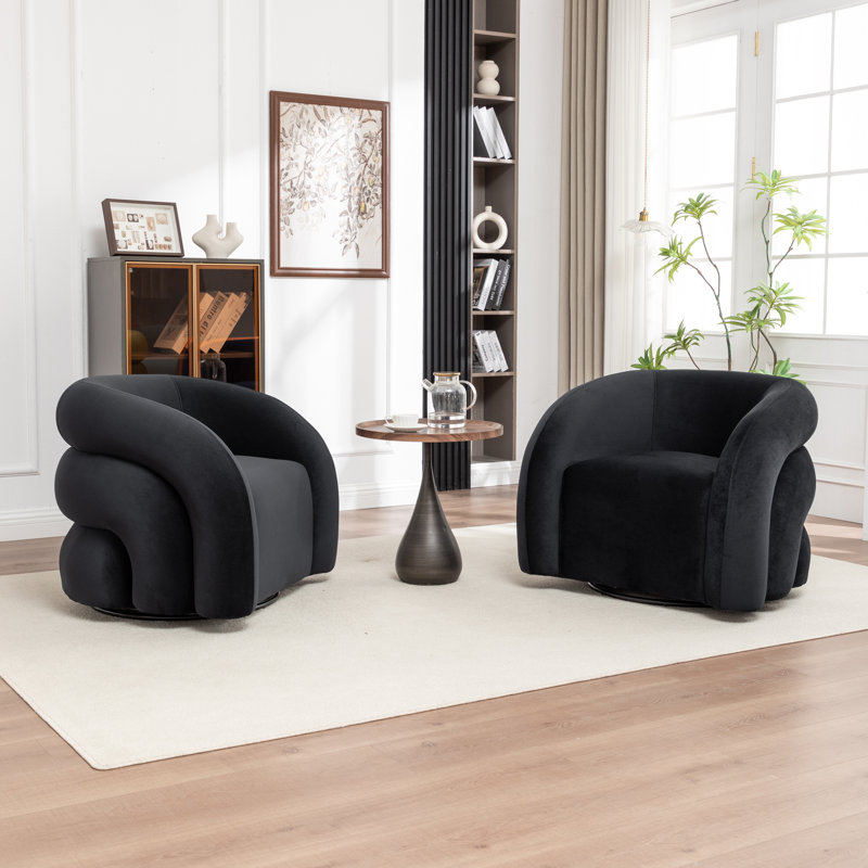 Fauteuil demi-tonneau pivotant rembourré Coyle, Noir