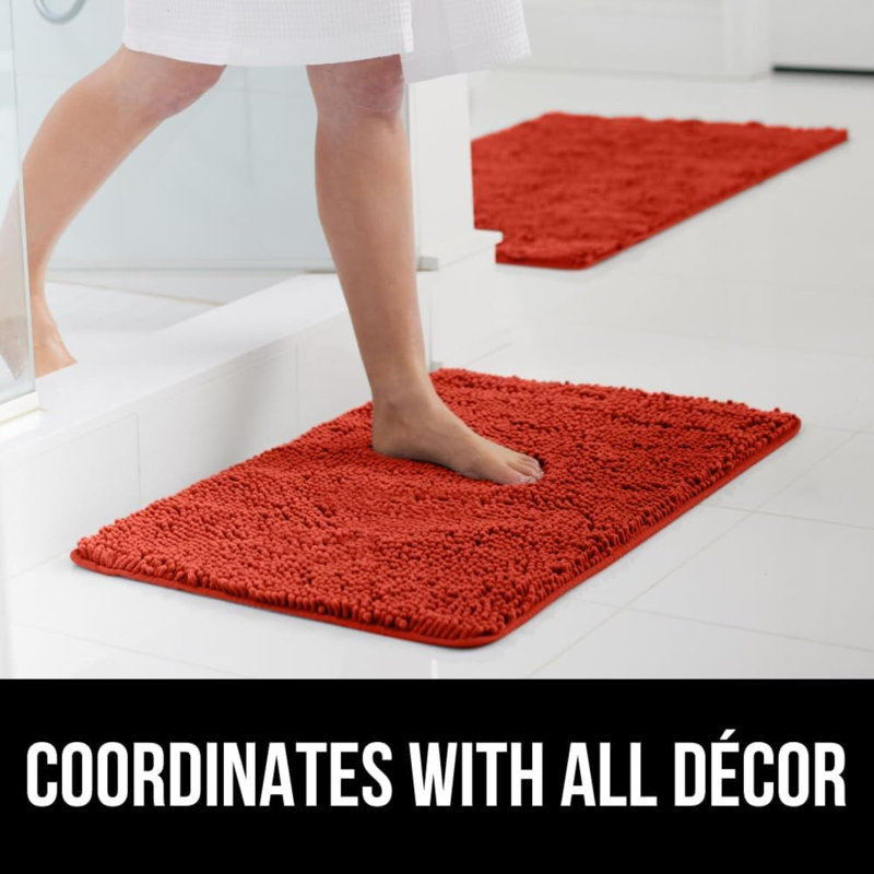 Bath Rug Mat 24X17, Thick Soft Absorbent Chenille, Rubber Backing Quick Dry Microfiber Mats, Machine Washable Rugs For Shower Floor, Bathroom Runner Bathmat Accessories Decor