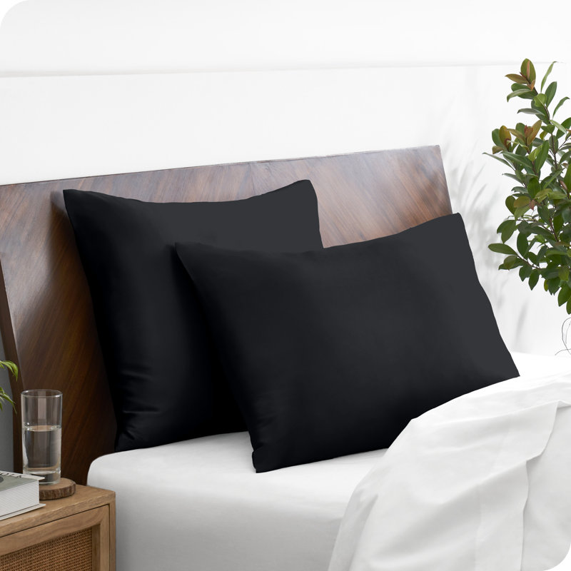 Luxurious Black Satin Standard Pillowcase Set for Hair and Skin