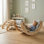3-in-1 Wooden Kids Toddler Climbing Arch Rocker – Indoor Pikler Climbing Playground, Rocking Chair with Soft Cushion & Toy Storage Rack