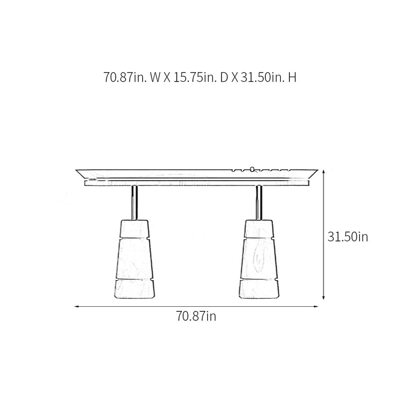 Console de luxe rétro haut de gamme, H 31,5 po x l 70,87 po x P 15,75 po