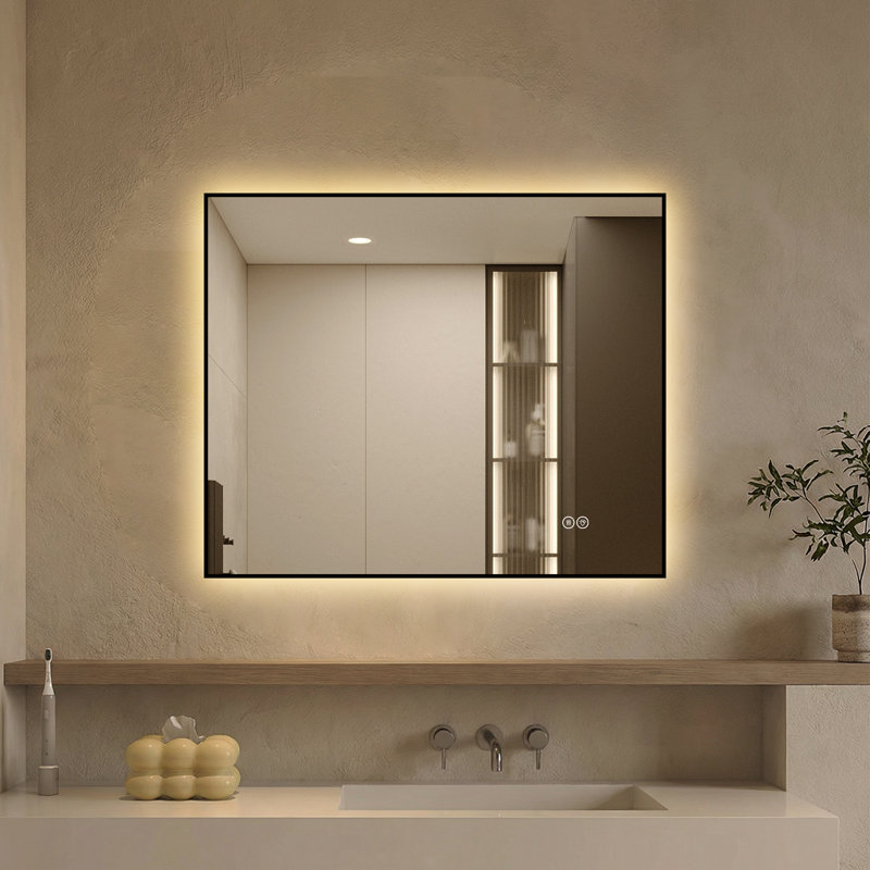 Miroir de salle de bain pour salle de bain, miroir de meuble-lavabo à DEL rétroéclairé à cadre en aluminium de 30 po x 36 po