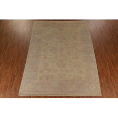 One-of-a-Kind Oushak Hand-Knotted New Age 9' x 11'11" Wool Area Rug in Yellow/Gold