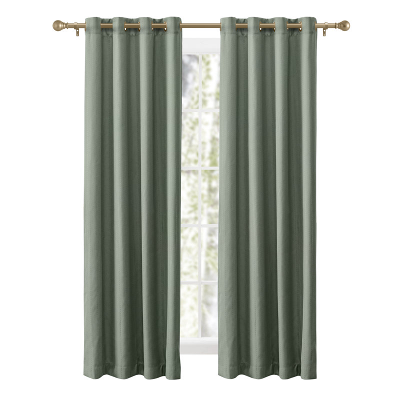 Cedarpoint Elegant Striped Design Grommet Room Darkening Curtain Panel, 54" W x 63" L, Green
