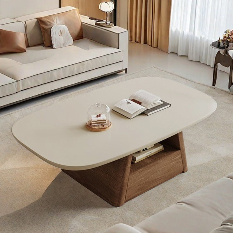 Table basse ovale simple et multifonctionnelle, Crème, crème