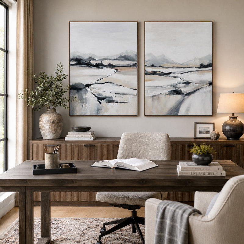 Rocky Point 2-Piece Framed Abstract Landscape Canvas Wall Art Set