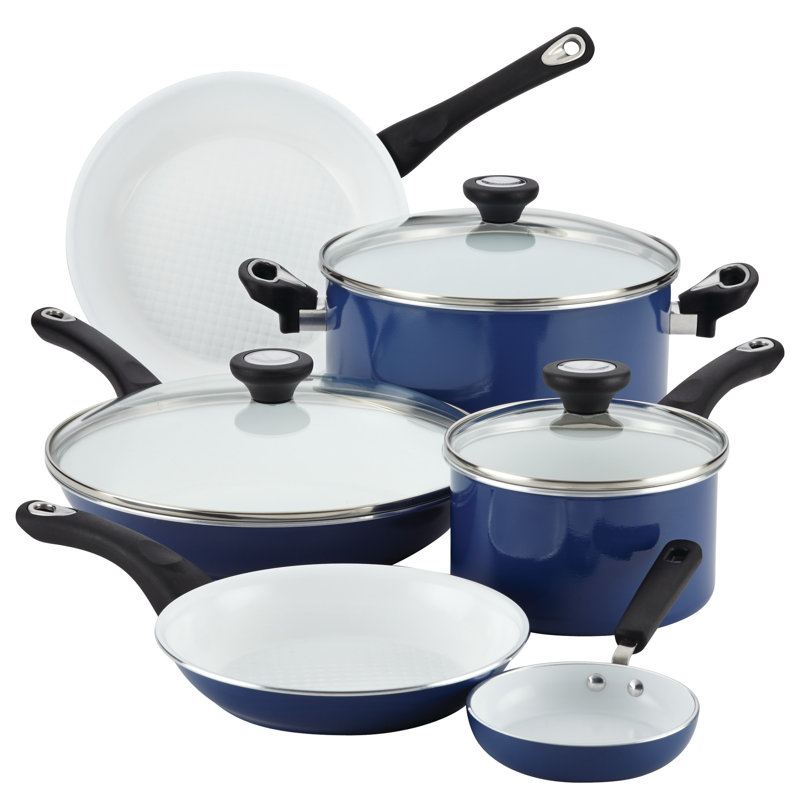 Blue 12-Piece Nonstick Ceramic and Aluminum Cookware Set
