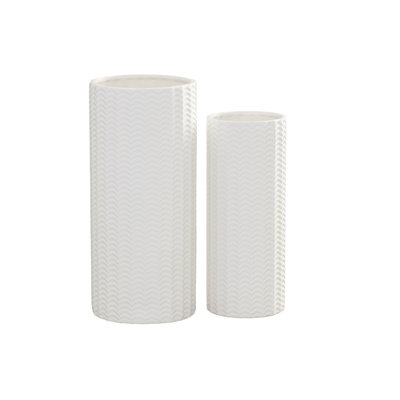 Grand vase rond en céramique blanc mat