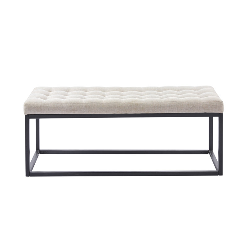 Banc en tissu Shauny avec pieds en métal, Crème