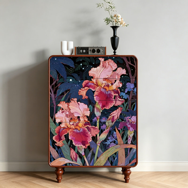 Armoire de rangement à 5 tiroirs en bois massif