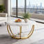Table basse ronde à 2 niveaux (faux marbre blanc et pieds dorés) - 31,5 po pour le salon / bureau