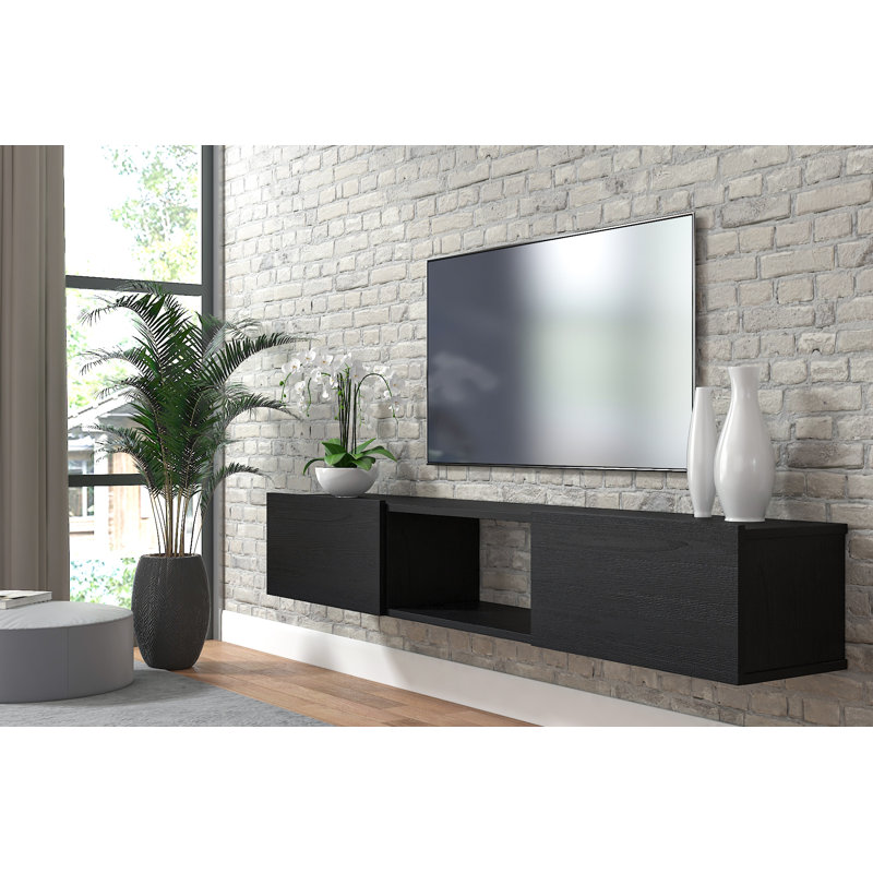 Sculley 71'' Floating TV Stand Up to 80" TV's Wall Mounted Media Console, Black