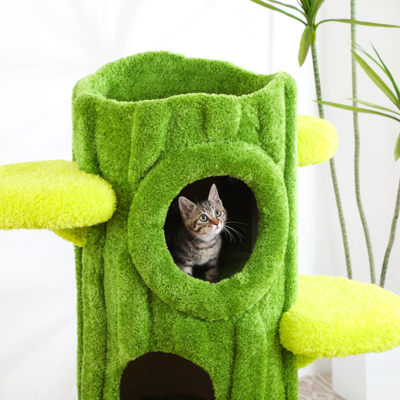 Arbre à chat 48,8 po H Eletha, Vert clair / jaune