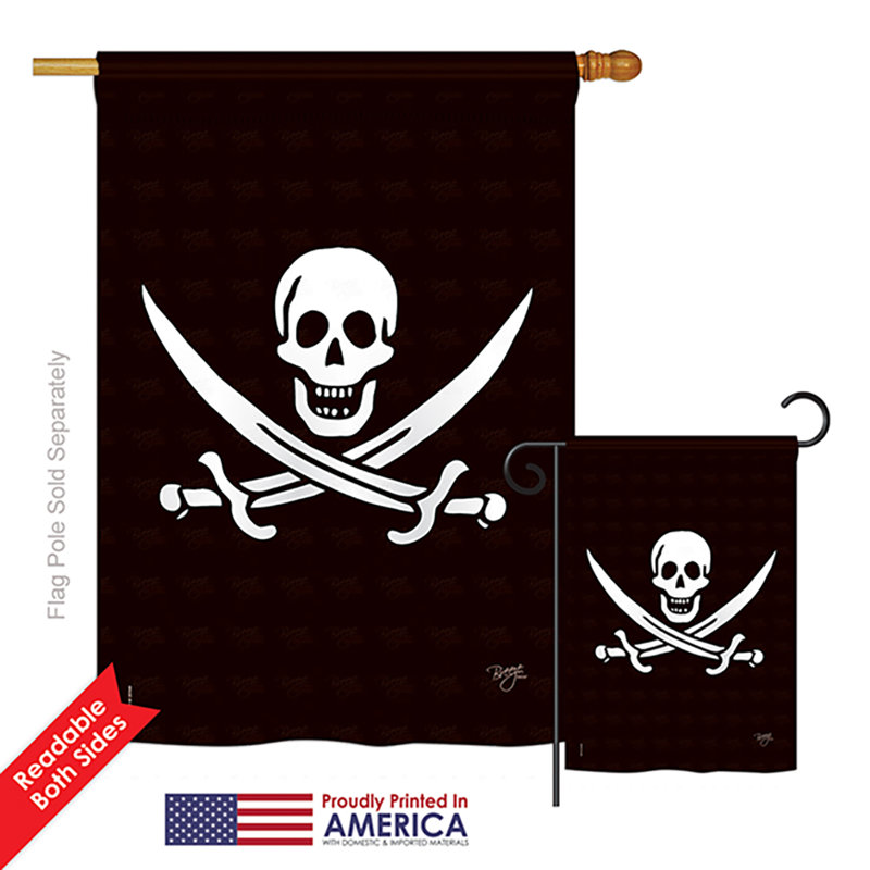 Ensemble de 2 drapeaux de jardin 2 pièces jack rackham piraté impressions Calico