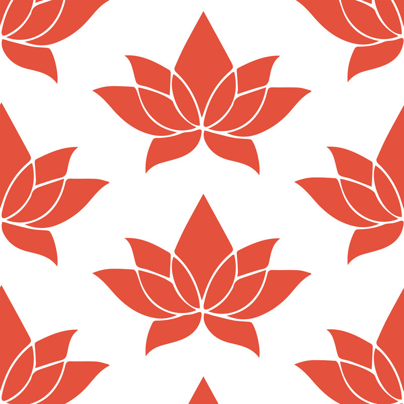 Rouleau de papier peint L 10 pi x l 24 po Lotus Lines, Corail, Autocollant, Paper