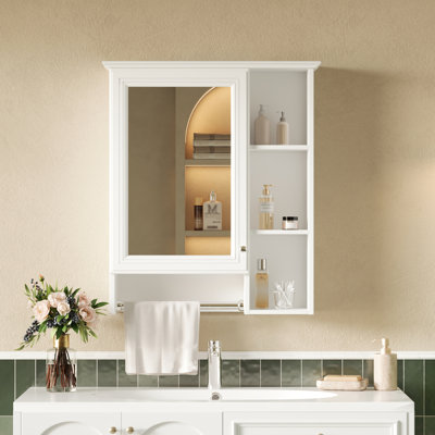 Armoire à pharmacie murale avec tablette réglable et barre de tour