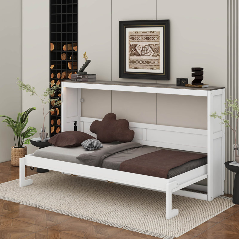 Lit escamotable simple avec lumière DEL, Blanc