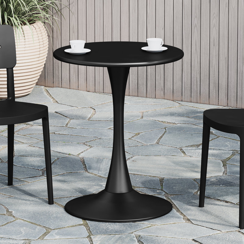 Table de salle à manger d'extérieur en acier, Noir