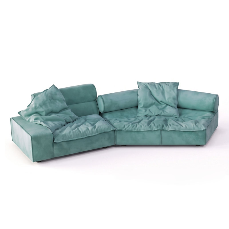 Ensemble de canapés d'angle entièrement modulables, canapé-lit vert menthe surdimensionné à assise profonde et profil bas, canapé modulable à combinaison libre avec coussins rembourrés amovibles pour salon