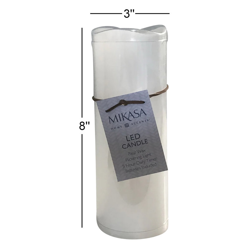 Wavy Top LED Unscented Wavy Top Wax LED Candle, 8"L x 3"W