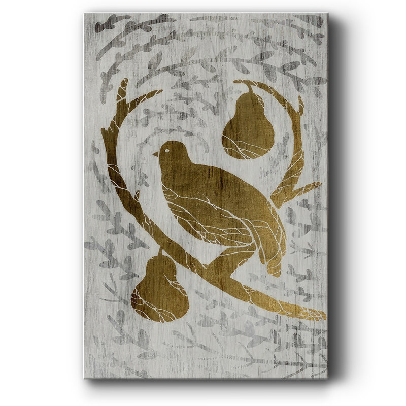 Perdrix dans un poirier - feuille d'or des Fêtes, H 18 po x l 12 po x P 1,5 po