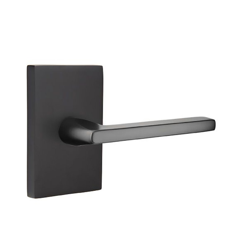 Helios Passage (Hall & Closet) Door Lever with Rosette, Flat Black, Right
