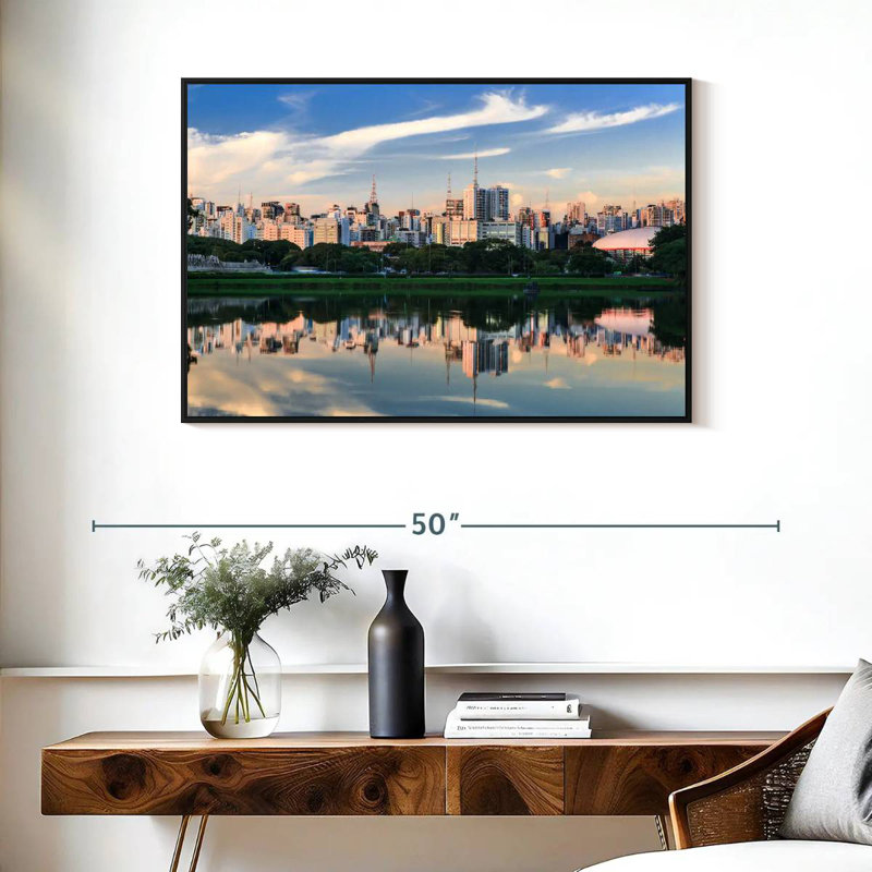 Ibirapuera Park Skyline, Floating Frame Black, 37" X 25"